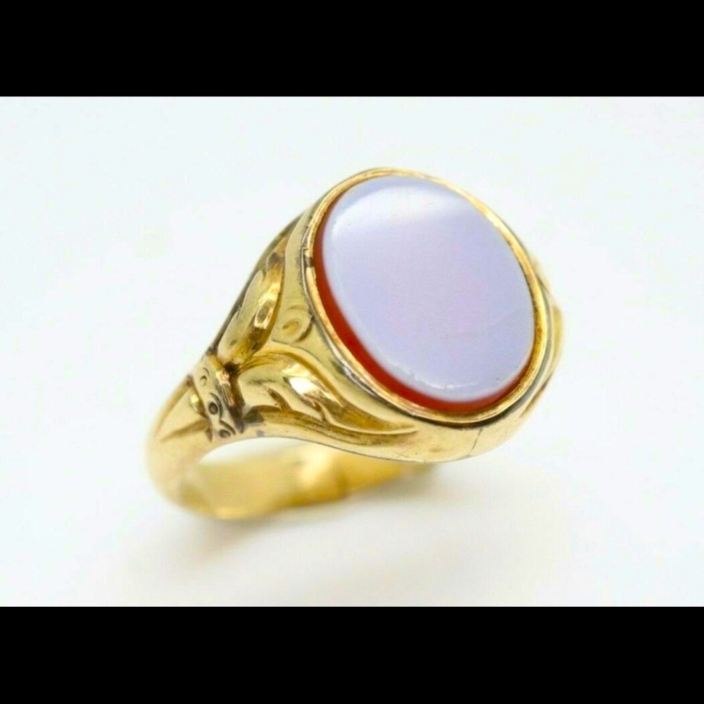 Antique 9K SOLID Gold Sardonyx Signet Ring